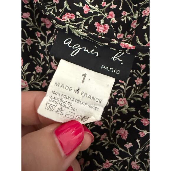 Agnes B. Short Black Floral Wrap Dress Size 1/ Small - Picture 5 of 5